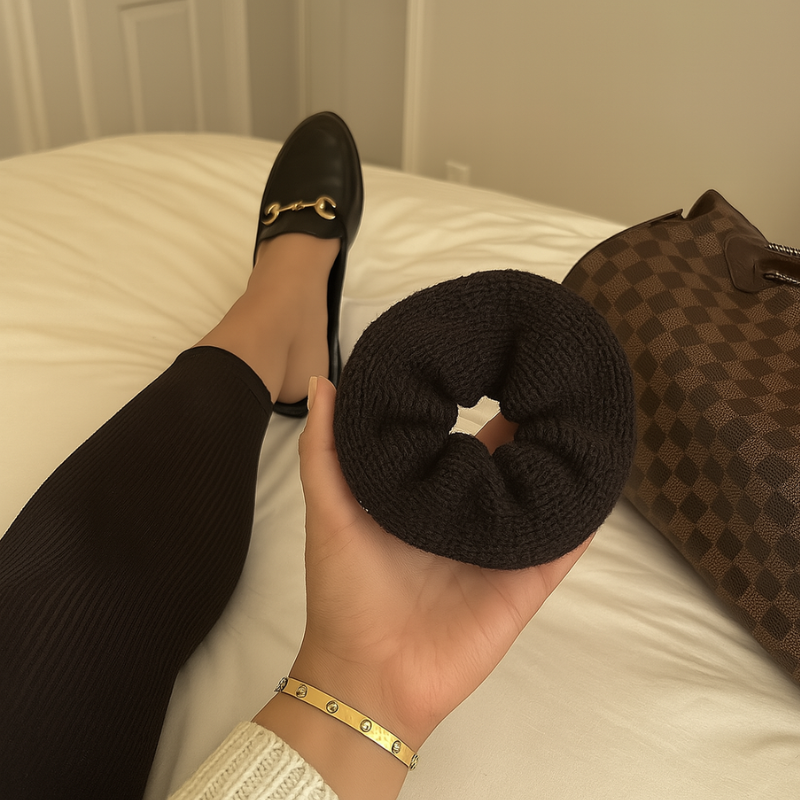 Black Hand-Knit Hair Scrunchie [BUY 1 GET 1]